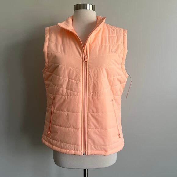 DKNY Sport Puffer Vest Full Zip Peach Belini with Pockets Activewear Medium NWT - Picture 1 of 7